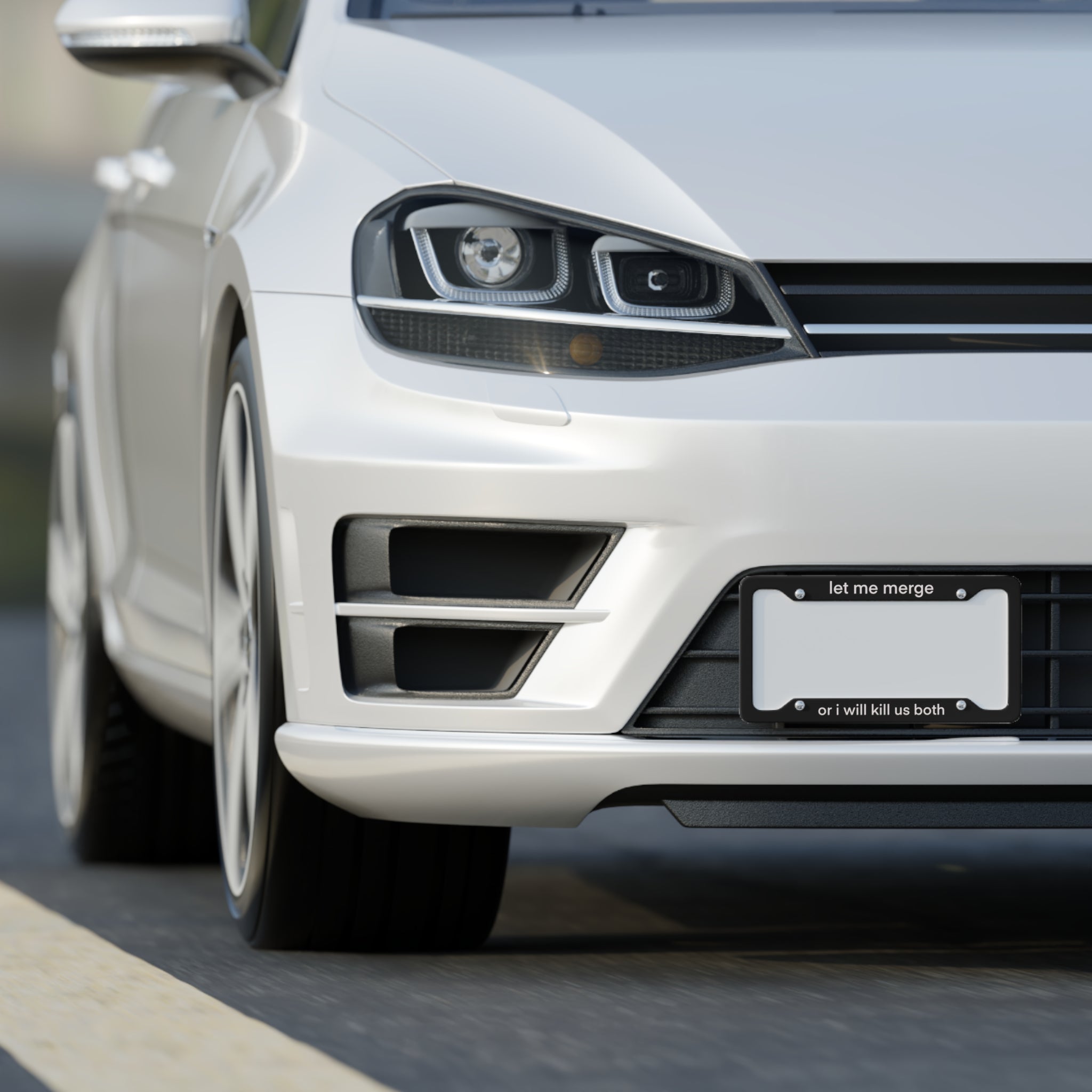 Funny License Plate Frame - "Let Me Merge or I Will Kill Us Both" - Car Accessory, Gift for Friends, Humor for Drivers, Unique Car [...]