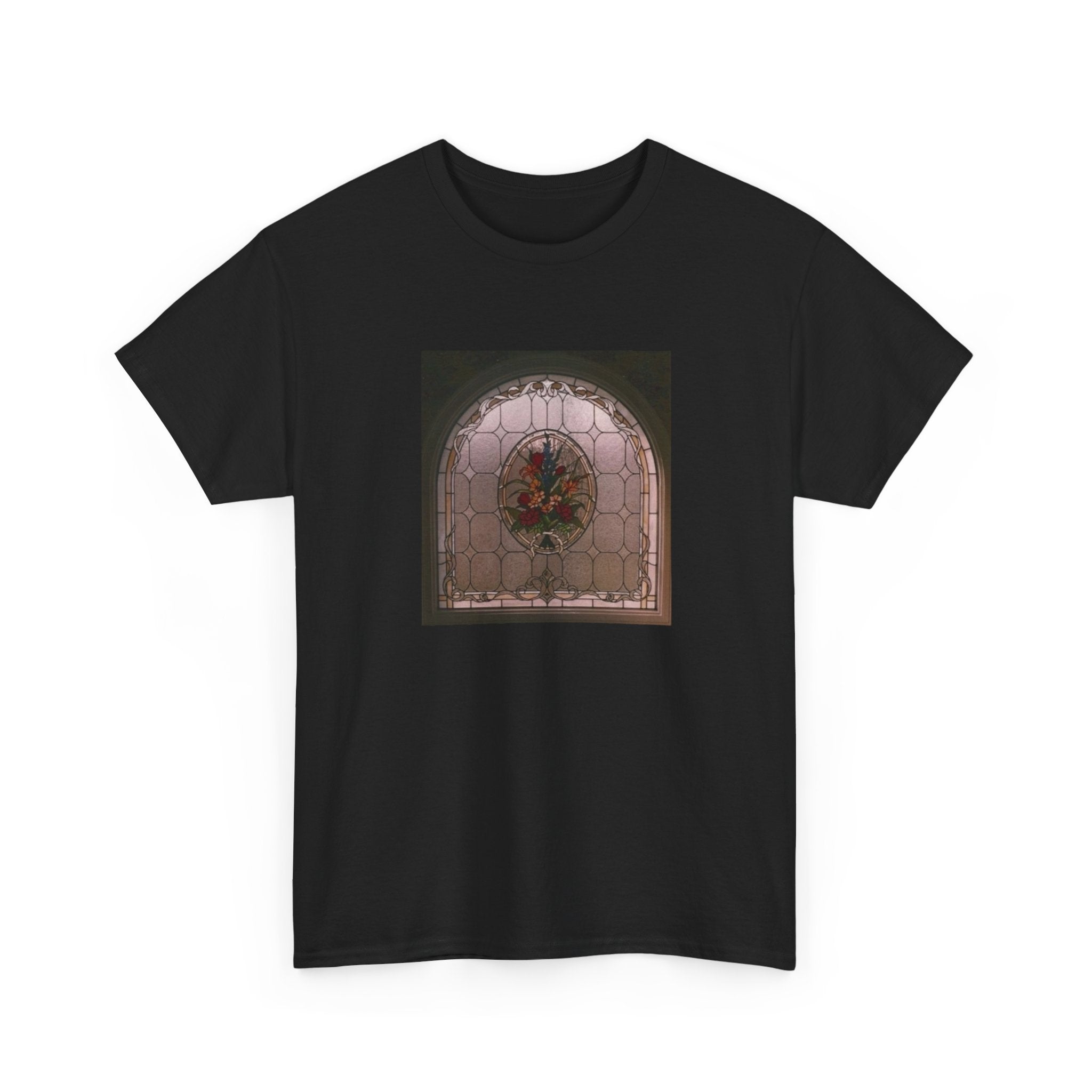 Stained Glass Window Tee - Vintage Aesthetic Cotton Shirt, Retro Graphic Tee, Unique Gift for Art Lovers, Casual Wear, Cool Summer Top