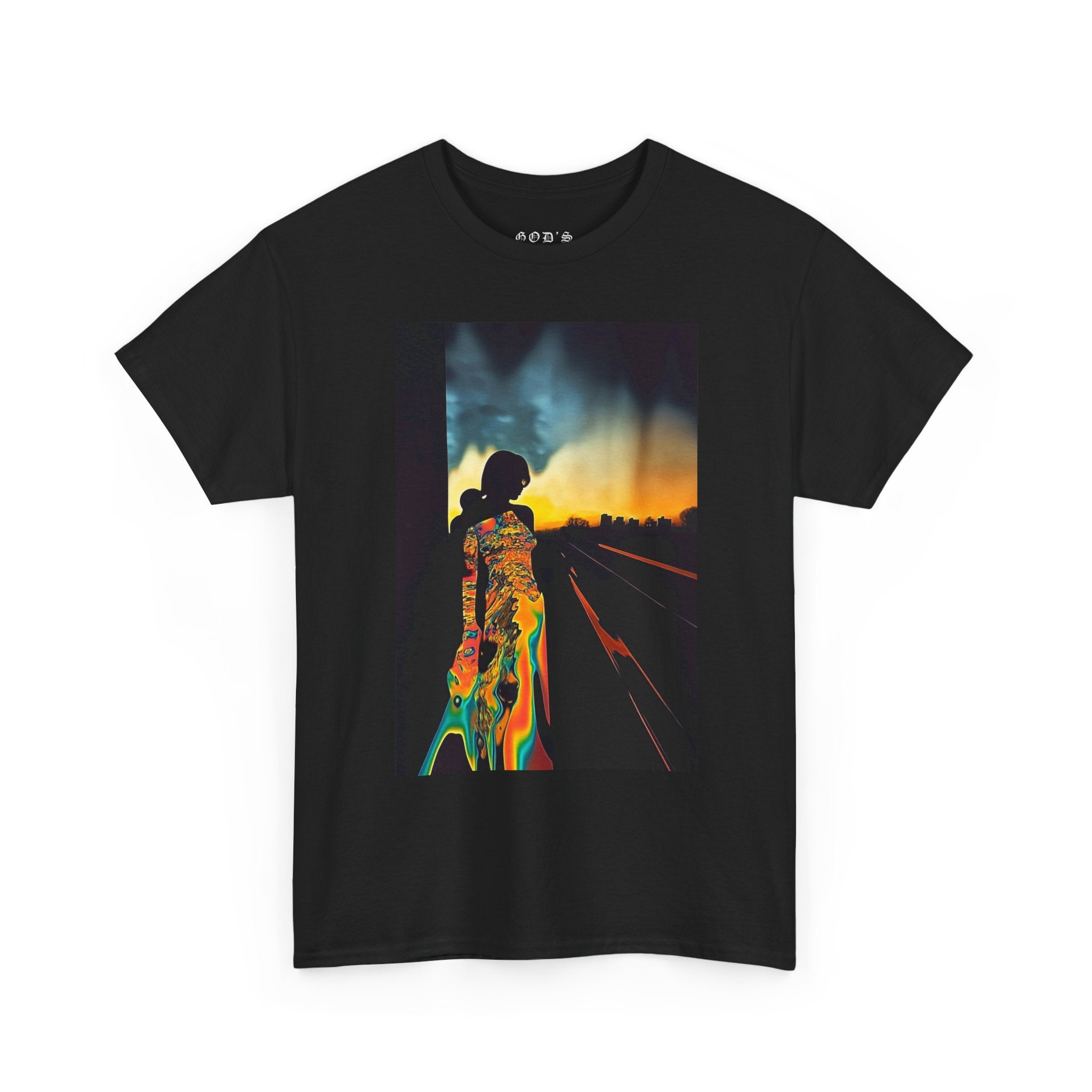 Dreamy Sunset Unisex Heavy Cotton Tee - Artistic Graphic Shirt, Everyday Wear, Gift Idea, Casual Fashion, Nature Lovers